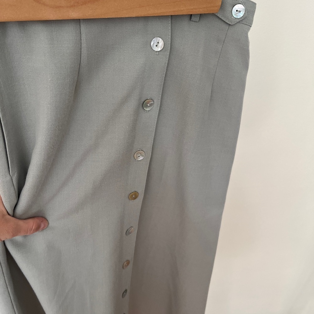 Vintage Sage Green Button-Down A-Line Skirt - Picture 2 of 8